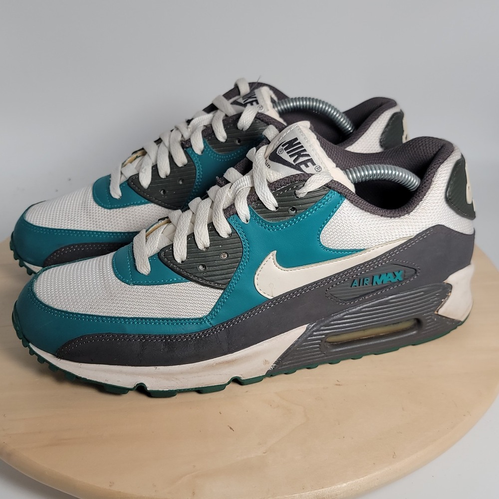 Nike Air Max 90 White Teal Athletic Shoes Men Size 9 Cross Trainer Running Shoes - Picture 3 of 10